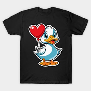 Duck Heart Balloon - Valentines Day T-Shirt